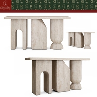 Console d'entrée GOLDKING en travertin, pierre naturelle couleur beige pour salon, couloir, design personnalisé OEM ODM