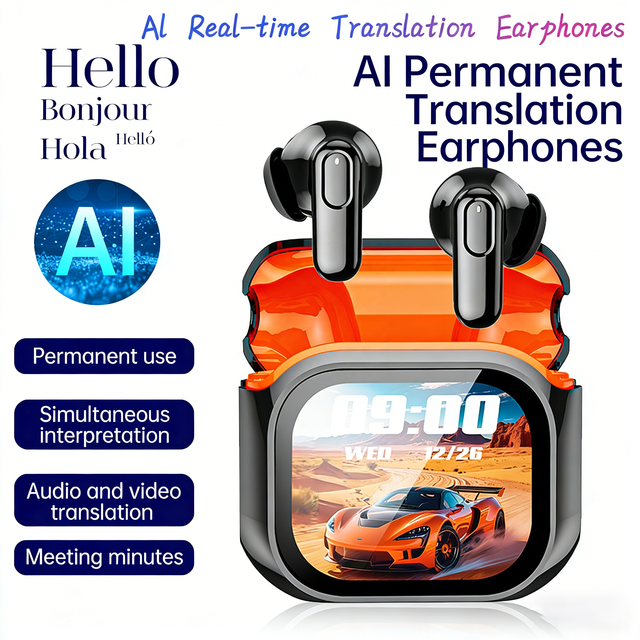 2026 New Wireless Blue Tooth Earphone Smart Screen Sports In-Ear Stereo Non-Noise Cancellation Ai Translation Touch Control TWS