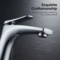 Robinet de salle de bain moderne à corps haut, monocommande, mitigeur de lavabo chaud et froid chromé pour hôtel, villa et appartement