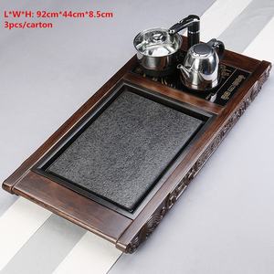 Ensemble de plateaux à thé en bois massif écologiques faits à la main avec logo personnalisé - Ensembles d'ustensiles - Product Image 2