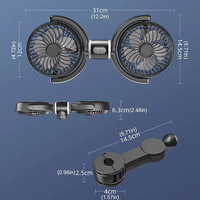 Ventilateur de siège de voiture USB double tête, 3 vitesses réglables, rotation à 360 degrés, silencieux, refroidisseur d'appui-tête arrière, ventilateur d'air portable