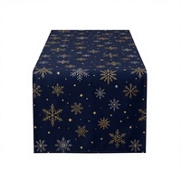 Chemin de table flocon de neige de Noël en RPET, couvre-lit antidérapant avec dos en caoutchouc, tissu imprimé décoratif