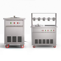Machine à glace frite automatique à double pot Machine à rouler la crème glacée neuve pour le lait et l'eau pour les jus de fruits et la bouillie