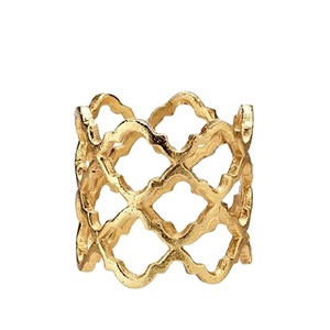 Anillo de latón con diseño de malla para servilletas, anillo de estilo occidental con plataforma dorada brillante, decorativo real, venta al por mayor - Product Image 1