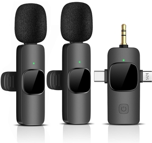 Micro không dây K9 Lavalier có kẹp, thu âm video âm thanh di động, micro mini cho iPhone, điện thoại Android, phát trực tiếp, sạc được - Product Image 2