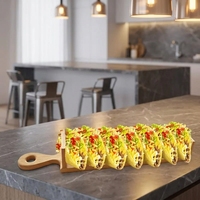 Support à tacos en bambou moderne et durable pour cuisine, personnalisable, pour tacos souples ou durs, idéal pour les fêtes