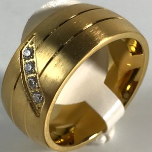 CZダイヤモンドステンレスチタンリング男性リング18K金メッキ - Product Image 3