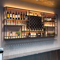 Meubles de bar et de club de style moderne, étagères à vin murales en fer multicouches, meubles de maison en bois