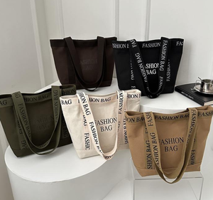 Sac fourre-tout en toile imprimé lettres grande capacité pour un usage décontracté - Product Image 1