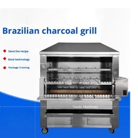 Mesin Panggang Daging Rodizio Brasil Baru, Tahan Lama, Berbahan Baja Anti Karat, dengan Pemanggang Listrik untuk Daging Picanha, Cocok untuk Luar Ruangan