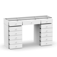 Table de maquillage de luxe moderne pour chambre à coucher avec miroir LED et tiroir, coiffeuse pour chambre