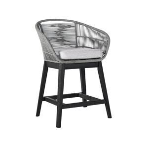 HMS 38 "เก้าอี้บาร์กลางแจ้งสีเทาอ่อนพื้นหลังเตี้ยมีที่วางเท้าสบาย - Product Image 1