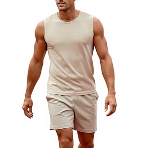 Men's Floral Sleeveless Tank Top Set Crew Neck Knitted Polyester/Cotton 200g Breathable Quick Dry High Street Vintage Summer - Product Image 2