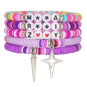 Fashion <b>Beaded</b> <b>Bracelets</b> Colorful Letter Heart Pendant Set Gift Jewelry - Product Image 5