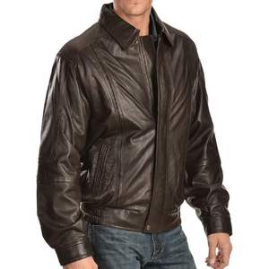 Chaqueta de Cuero Genuino Personalizada para Hombre, Estilo Clásico Vintage, Piel de Cordero Negra, Resistente al Viento, Cuello Camisero, para Otoño - Product Image 3