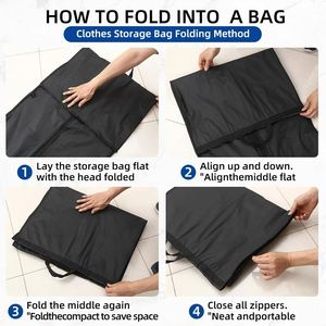 Protector de Abrigo Largo Anti-Polillas, Funda Plegable Negra a Prueba de Polvo para Vestidos Largos con Bolsillo y Asa, 60-180cm - Product Image 5