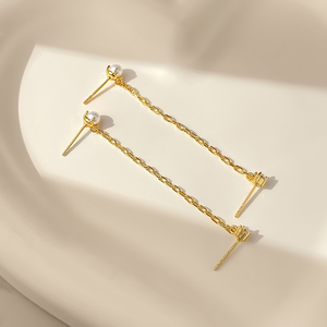 2025 usine en gros personnalisé plaqué or Twiners boucles d'oreilles lien chaîne pile boucle d'oreille pour les femmes - Product Image 4