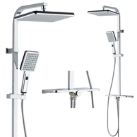 Ensemble de douche mural effet pluie finition noir mat en acier inoxydable avec colonne de douche et robinets réglables