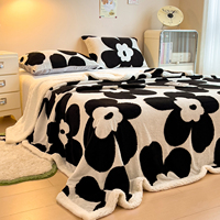 Couverture en polaire sherpa double face, douce et épaisse, jacquard fleuri 3D, pour lit ou canapé
