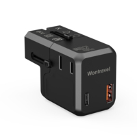 Wontravel 20W PD Nueva patente Salida de CA más pequeña Adaptador de enchufe múltiple mundial Cargador rápido USB Adaptador de viaje universal