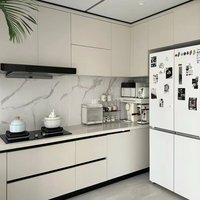 Meubles de cuisine modernes en panneaux de particules de bois, résistants à l'eau, écologiques, rangement sur mesure, design personnalisé, directement de l'usine