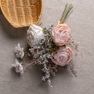 Bouquet de fleurs artificielles Prosperity, roses en tissu tissé plastique, décoration murale pour la maison CF02124 - Product Image 3