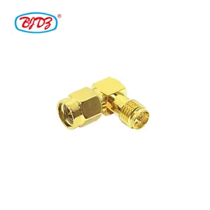 Fornecimento do fabricante SMA macho plugue ângulo direito 90 graus para RP polaridade reversa SMA fêmea Jack conector RF coaxial adaptador coaxial