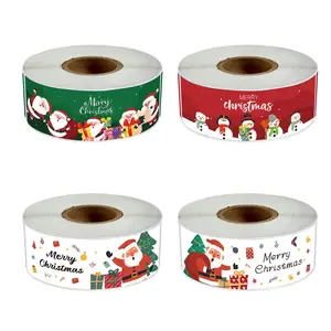 120 sheets/roll red Christmas strip stickers gift box sealed with self-adhesive packaging decoration label