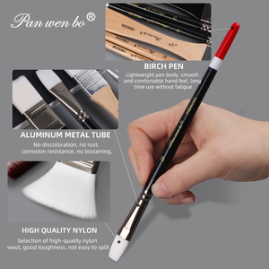 Panwenbo 9Pcs Nylon Mix Cheveux Forme Acrylique <span class=keywords><strong>Pinceau</strong></span> Set Manche en Bois Professionnel Aquarelle Pinceaux pour <span class=keywords><strong>Peinture</strong></span> à l'Huile - Product Image 3