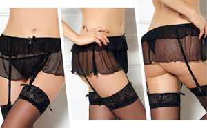 Европейское сексуальное женское белье подвязки Мини юбка черные ноги кружева подвязки наборы <span class=keywords><strong>G</strong></span> стринги Пояс Xxxl - Product Image 6