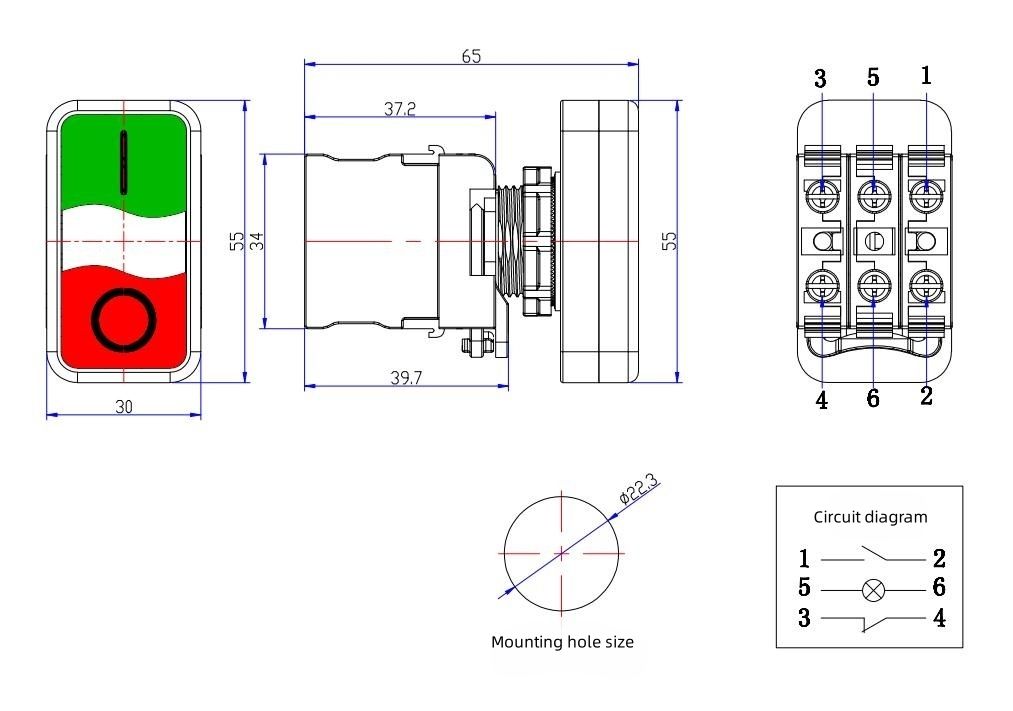 LA38-Z1 Double Position Switch Screw Terminal Button Switches Industrial Push Button Switches