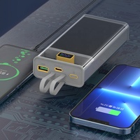 Construit en câble banques d'alimentation cadeau Transparent grande capacité téléphone portable Mech Style LED affichage numérique 20000mah batterie externe