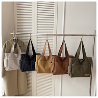 Sac à main pour femme en toile de couleur unie avec impression personnalisée, sac fourre-tout multi-poches, grande capacité, sac à bandoulière pour un usage quotidien