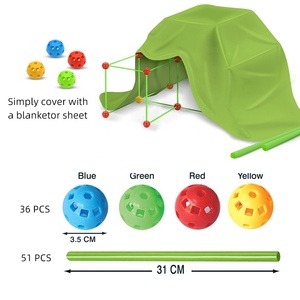Kit de Construction de Fort pour Enfants : <span class=keywords><strong>Tente</strong></span> de Jeu Intérieure DIY 3D avec Bâtons et Balles - Product Image 3