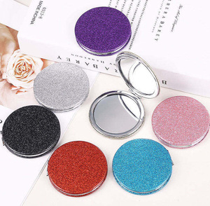 Wholesale <b>Glitter</b> Butterfly-shaped Folding Mirror Print logo Double Sided Travel Compact Pocket Cosmetic Mirror Custom Logo GZ - Product Image 2