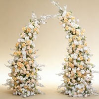 Arche de fleurs artificielles en soie style corne de bœuf, de style européen, transfrontalière, standardisée, pour décoration de toile de fond de scène de mariage, 6-7 pieds x moins de 4