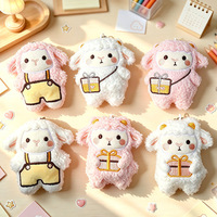 Porte-clés pendentif pour sac en peluche créative de 9 cm, motif agneau en polaire Teddy, mignon, en coton, style dessin animé