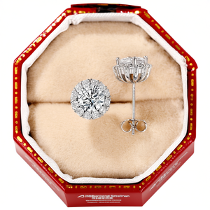 Orecchini Barnival Station in Oro Bianco con Diamanti Naturali Taglio Brillante Rotondo Colore G Stile Classico da Sposa per Donna - Product Image 1