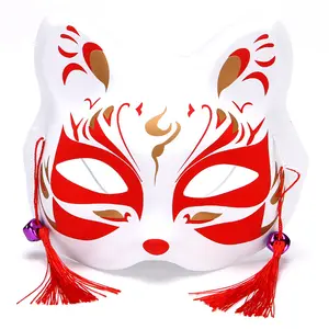 Máscara de zorro de moda pintada a mano japonesa media cara máscara de zorro mascarada Festival bola Kabuki Kitsune máscaras