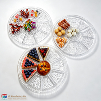 Plateau alimentaire de luxe transparent de qualité alimentaire pour fruits, bonbons, noix, avec compartiments, plateau à gâteaux, assiettes