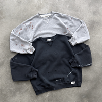 Sweat-shirt personnalisé pour homme, col rond, style vintage, effet vieilli, surdimensionné, avec éclaboussures de peinture, déchiré, lavé, streetwear