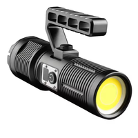 Linterna Táctica COB con Zoom, Láser Blanco, Recargable Tipo C, con Banco de Energía, Pantalla Digital, 11 Modos, de Aluminio, para Búsqueda y Rescate