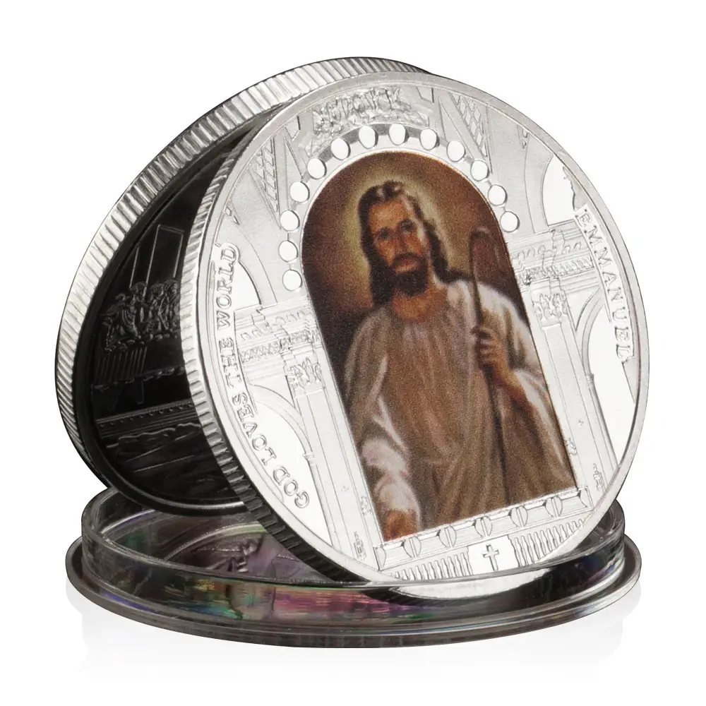 Silver Plated Jesus Pattern God Loves The World Souvenir Collectible Gift Last Dinner Silver Jesus Coin Iron Europe Coin Custom