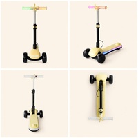 Trottinette Électrique à 3 Roues pour Enfants avec Lumières LED Colorées, Conception Pliable, Utilisation Extérieure, Roues Stables et Hauteur Réglable