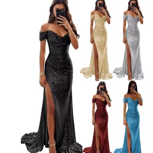 2026 Elegant Women's <b>Sequin</b> Prom Dresses Customized Off-Shoulder Mermaid Slit Evening Maxi Gowns for Summer Parties Robes De - Product Image 1