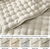 Set Sprei Quilt King Size Warna Beige dengan 2 Sarung Bantal, Set Bedspread Lembut Ringan Warna Netral