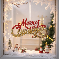Ornements de Noël en gros de haute qualité avec rennes, flocons de neige et étoiles dorés scintillants, décorations suspendues pour sapin de Noël