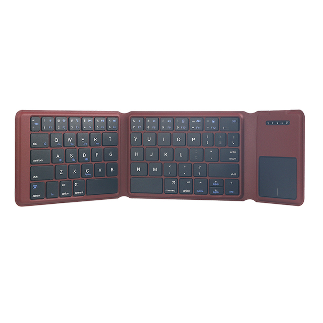 Tri-Fold Wireless Keyboard Ultra Thin PU Leather Cover 3 Device Connection Compatible with Windows IOS Android Tablet Laptop