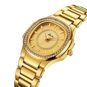 Nuevo Reloj de Mujer de Moda Casual con Diamantes, Reloj de Cuarzo Dorado Resistente al Agua - Product Image 3