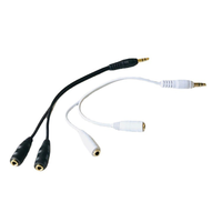 Kabel Adaptor Splitter Aux Stereo Audio 3.5mm Male ke 2 Female untuk Headset Mic